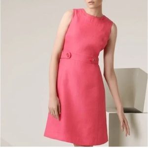 Tory Burch Pink Woven Sheath Linen Cotton Silk Blend Sleeveless Dress Size 8